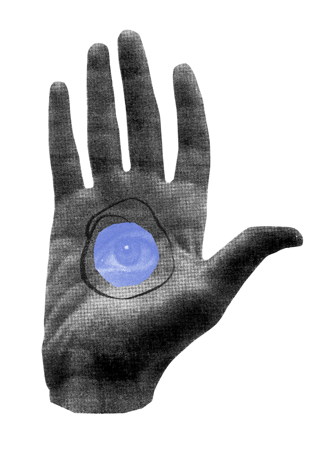 Hand with eye — somatic experiencing
